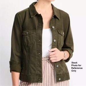 Liverpool Olive Green Night Button Front Trucker Denim Jacket Stretch Medium